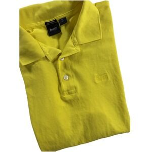 Boss Hugo Boss Polo Shirt Mens Large Yellow Pima Cotton Short Sleeve Golf